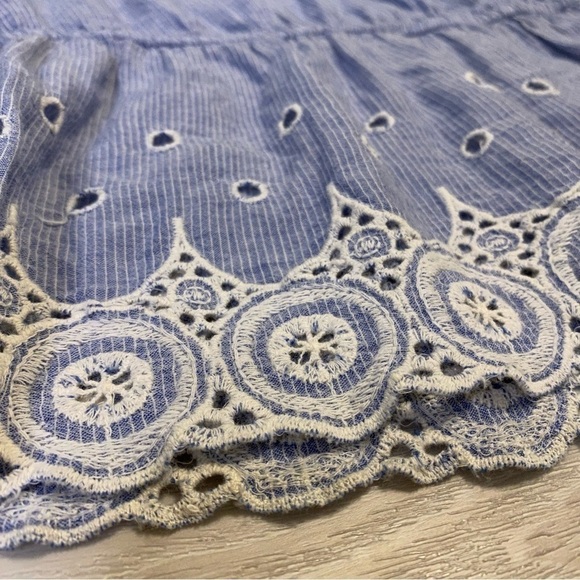 American Rag Striped Peplum Eyelet Tank, Blue-White, Size Medium - Picture 2 of 13